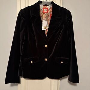Old Navy Black Velvet Blazer with Gold Buttons